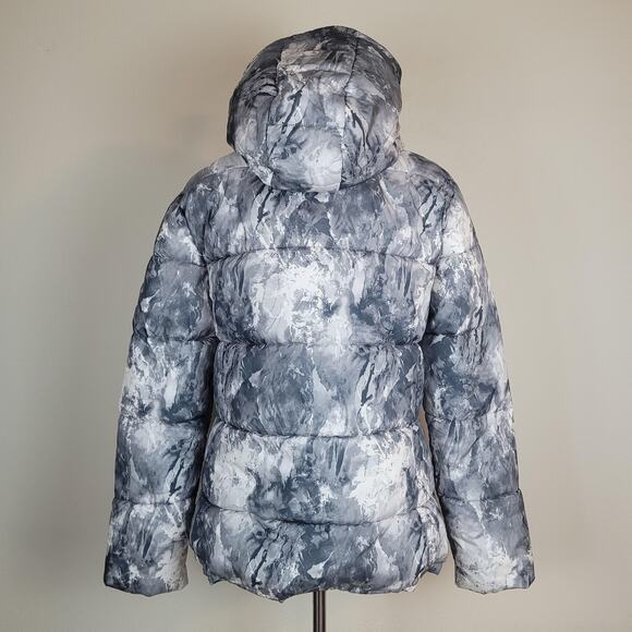 Amazon Essentials Jacket Medium Black White Marble Hooded Puffer Coat Zip NEW - Picture 4 of 11